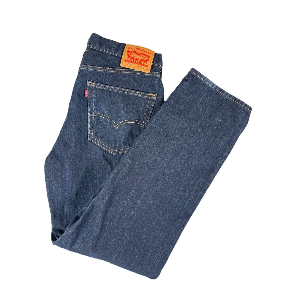 Levi Strauss 550 Relaxed Fit Tapered Dark Wash Blue Jeans Men's 36x36 (36x35)‎